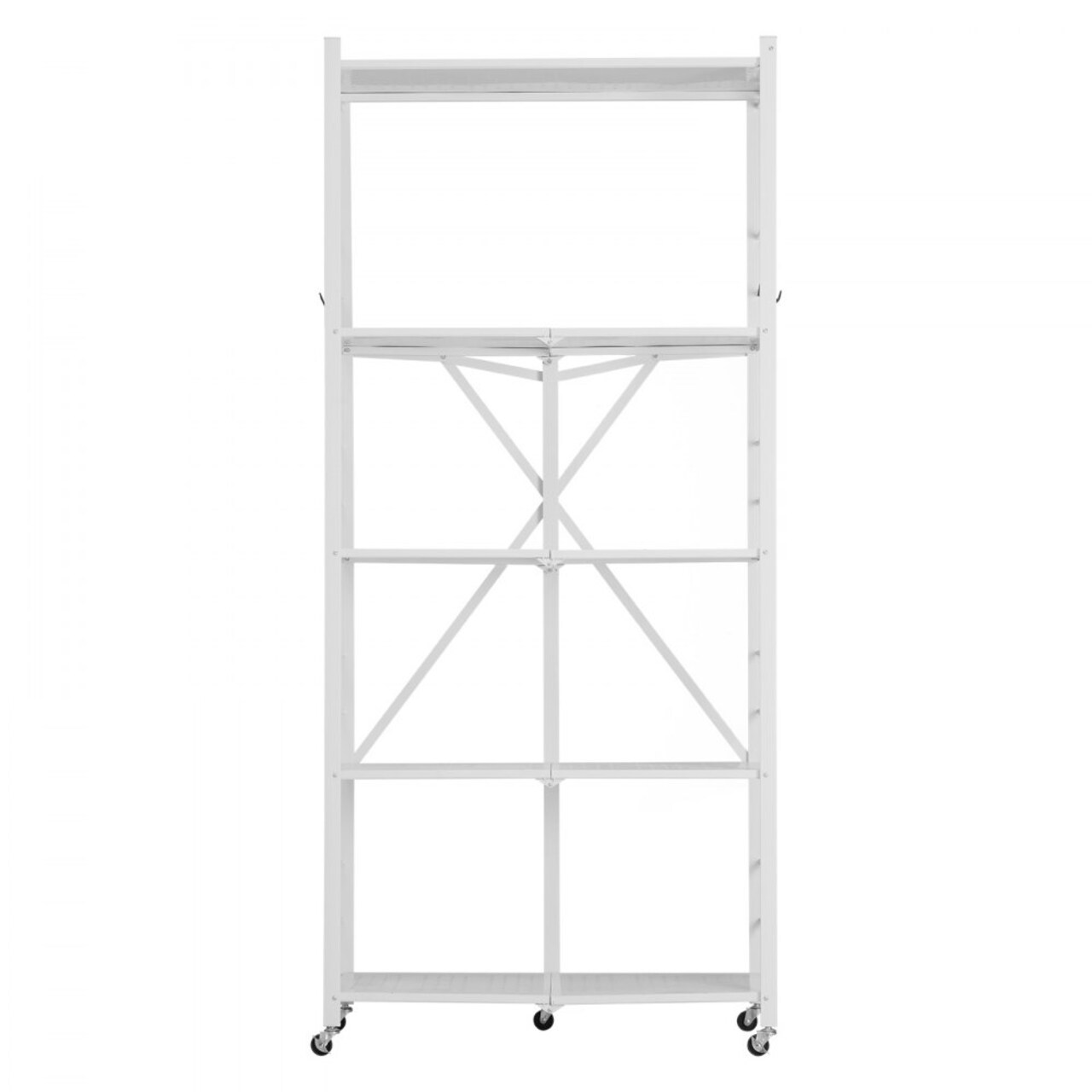 White Carbon Steel Folding Garage Storage Shelf with Wheels and 750 lbs Capacity